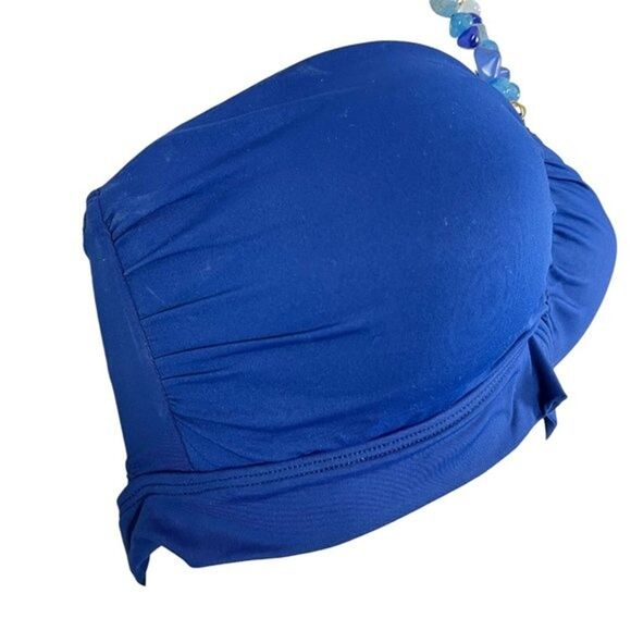 Lauren Ralph Lauren Halter Beaded Blue Bikini Top Swimsuit Swim Beach NWT sz 12 - Picture 10 of 15